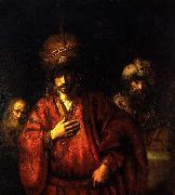 REMBRANDT Harmenszoon van Rijn Haman disgraced oil